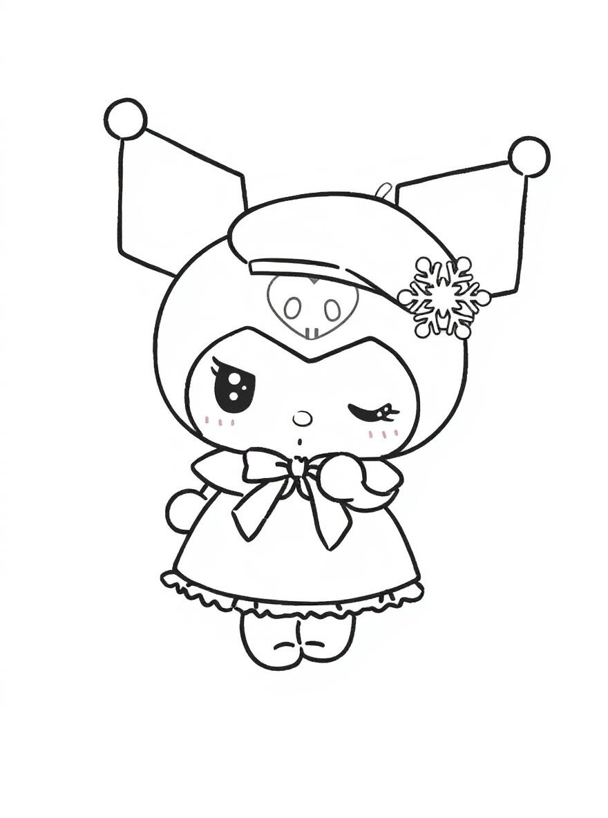 Kuromi winter snowflakes coloring page