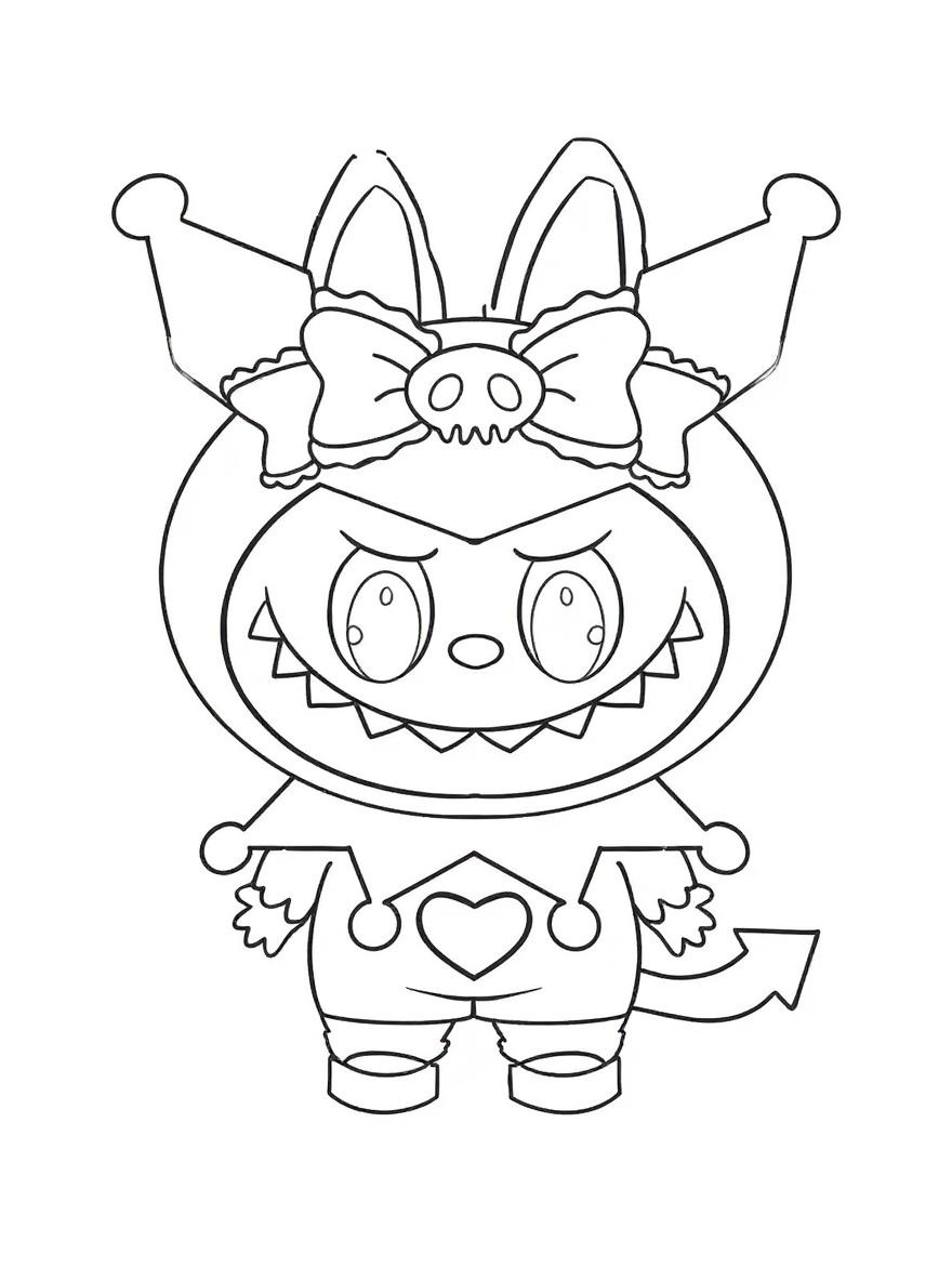 Kuromi with heart coloring page
