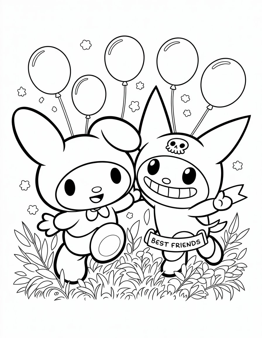 my melody and kuromi coloring page