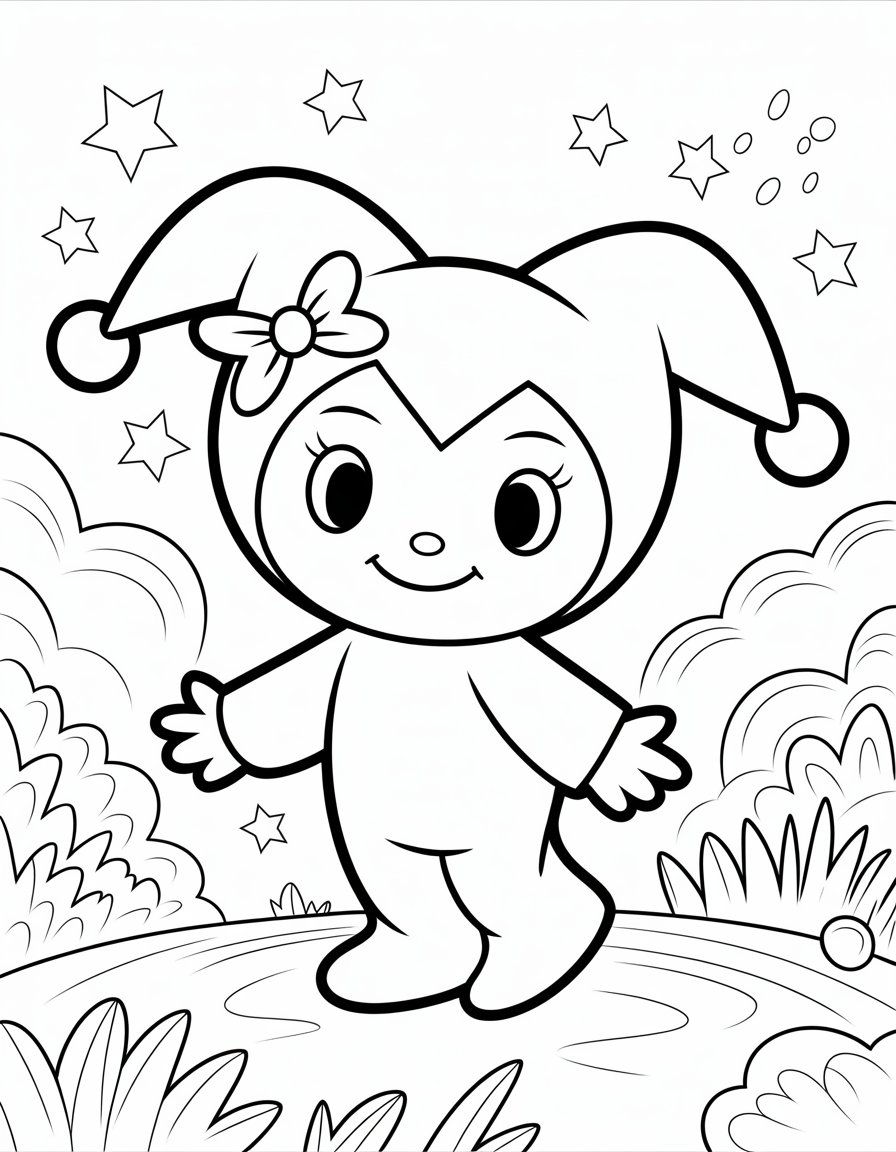 Preschool-Friendly Cute Evil Kuromi Coloring Page