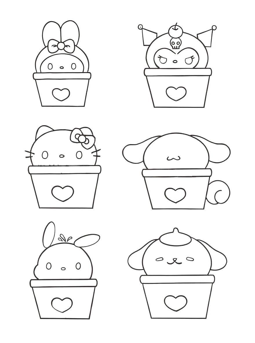 Sanrio ice cream characters coloring page