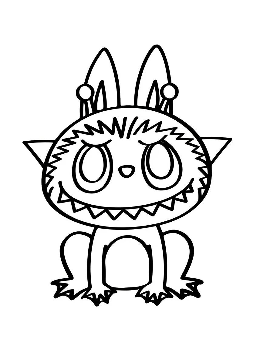 Frog suit Labubu coloring page