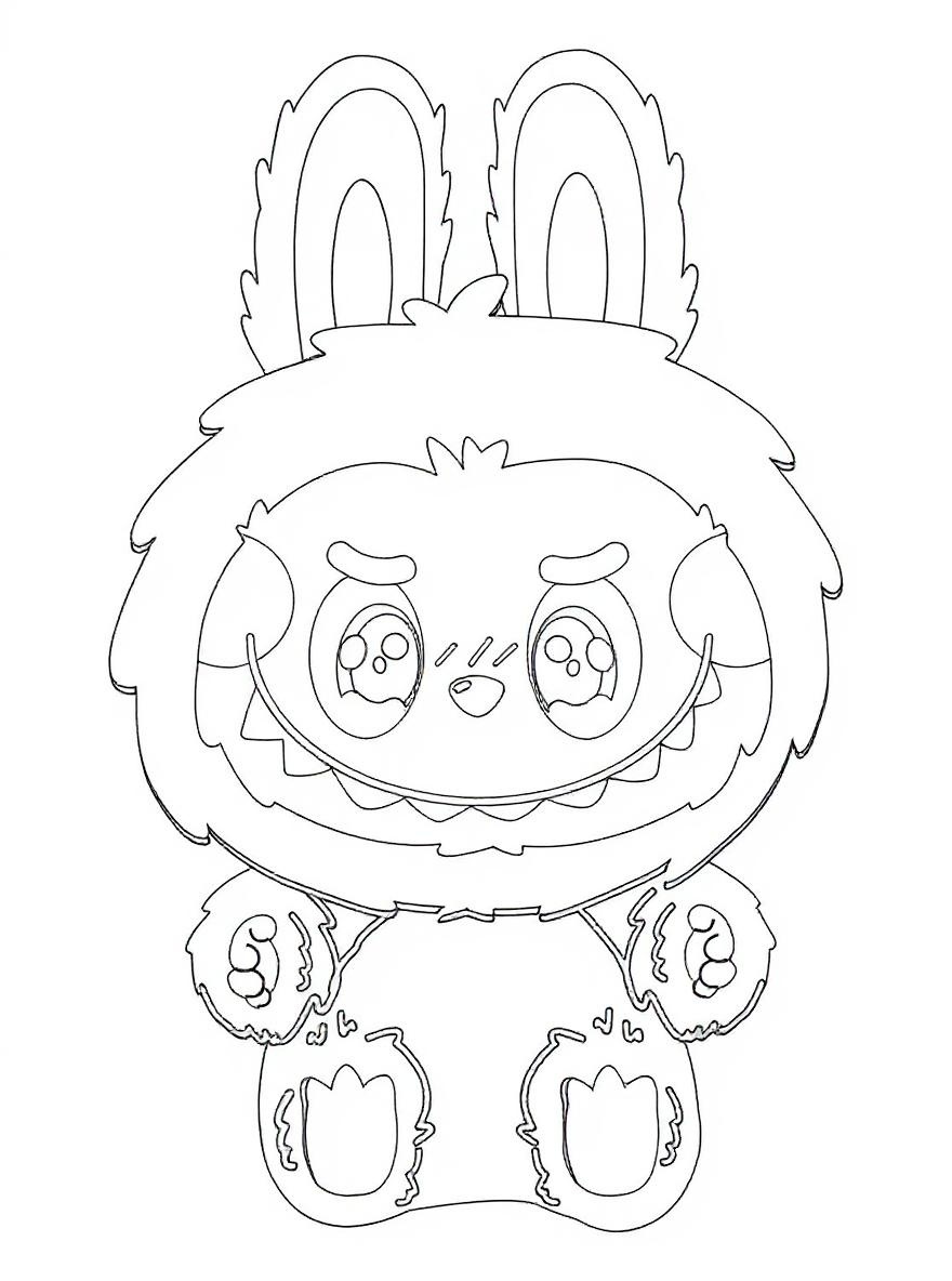 Happy colorful labubu coloring page