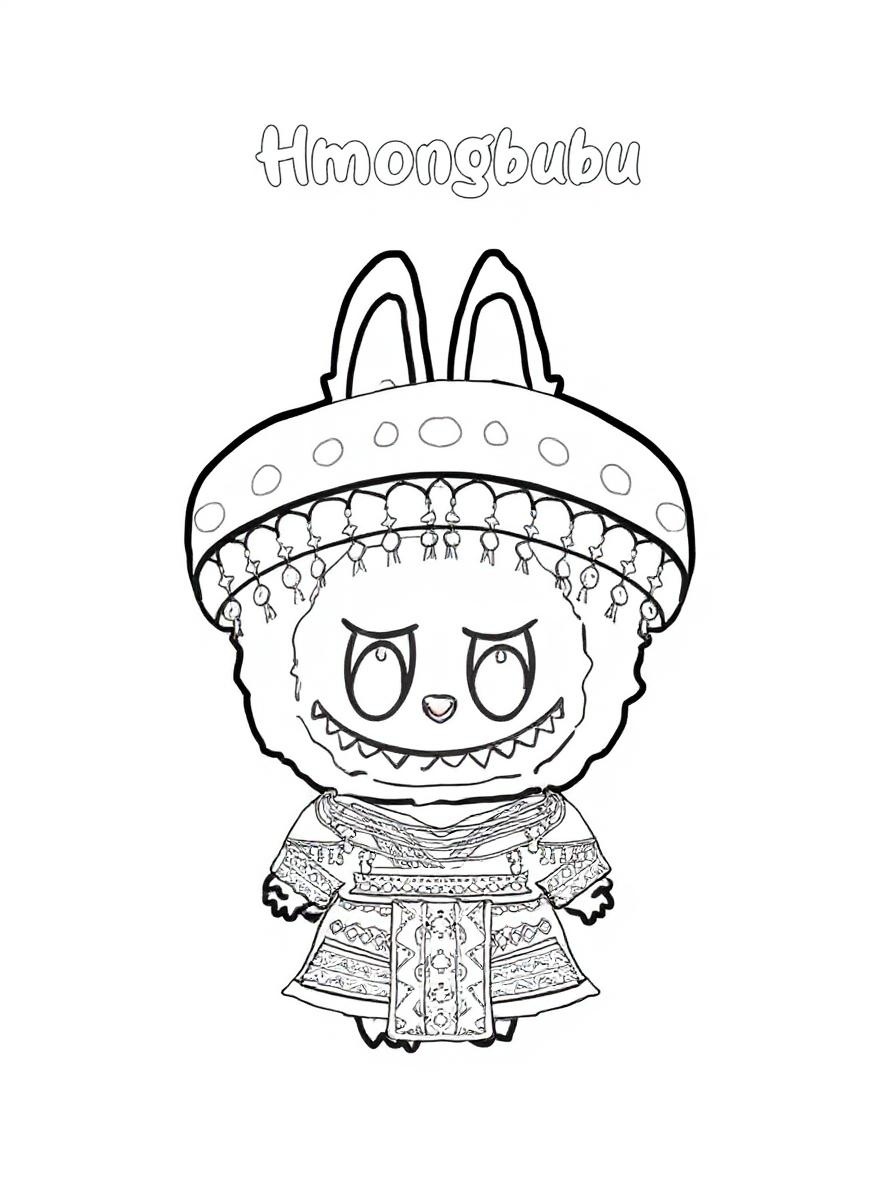 Hmongbubu cultural dress coloring page