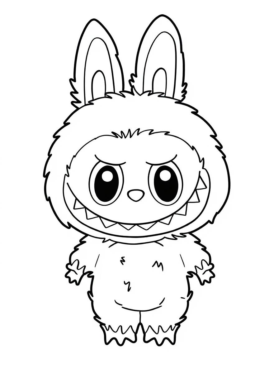 Labubu bunny costume coloring page