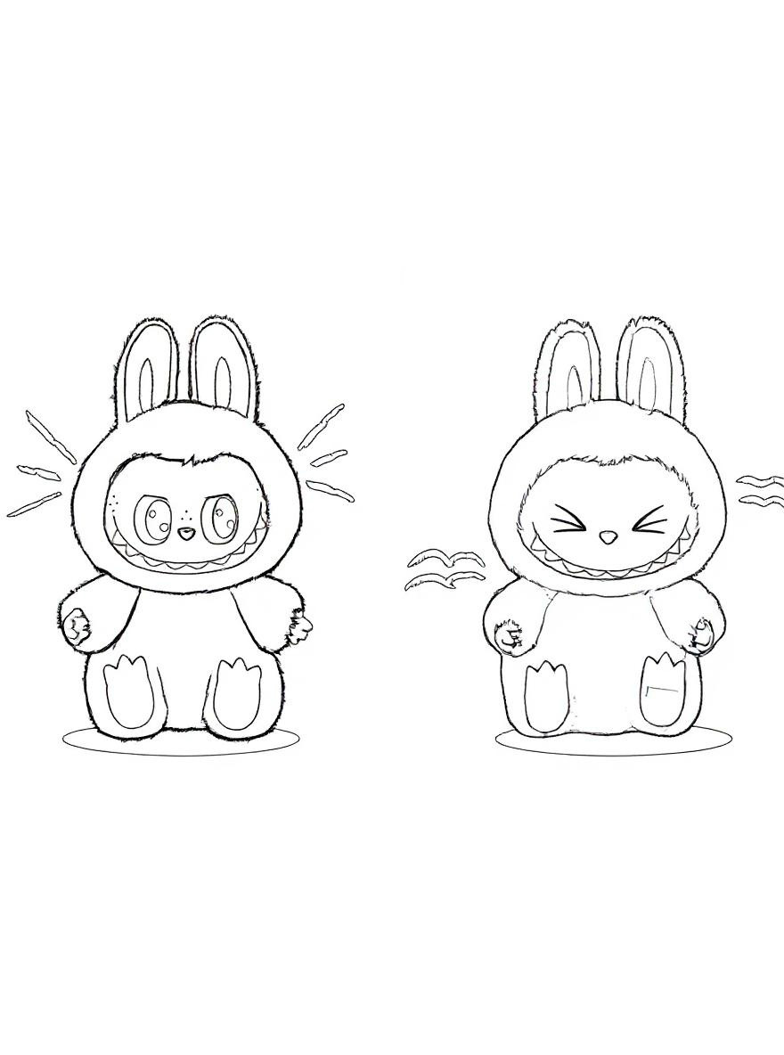 Labubu bunny this or that coloring page