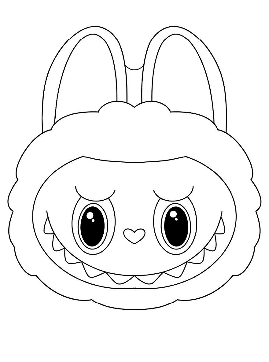 Labubu character head coloring page