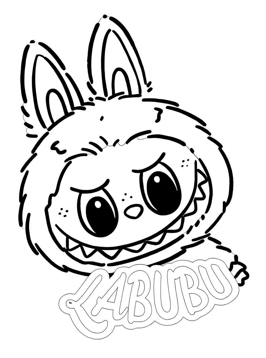 Labubu character smiling coloring page
