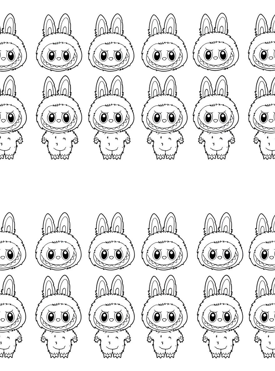 Labubu characters coloring page
