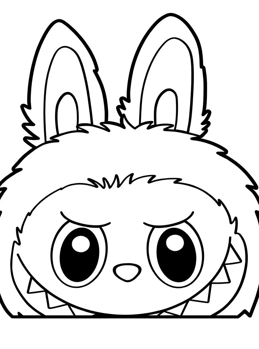Labubu cute face close up coloring page