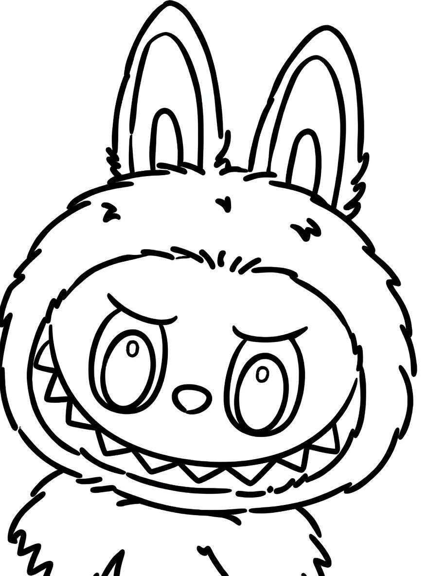 Labubu cute monster coloring page