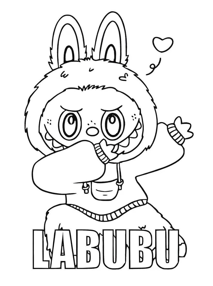 Labubu dabbing coloring page