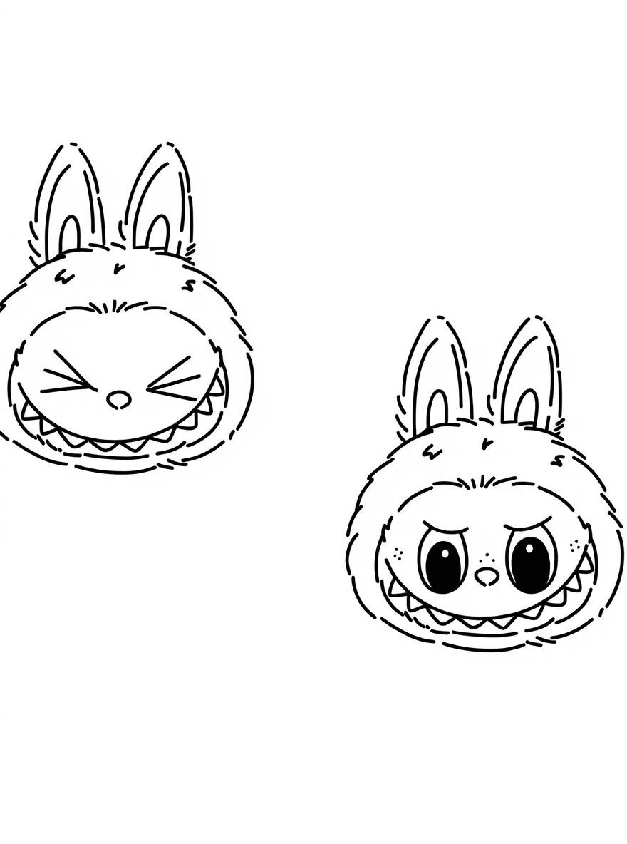 Labubu expressions coloring page