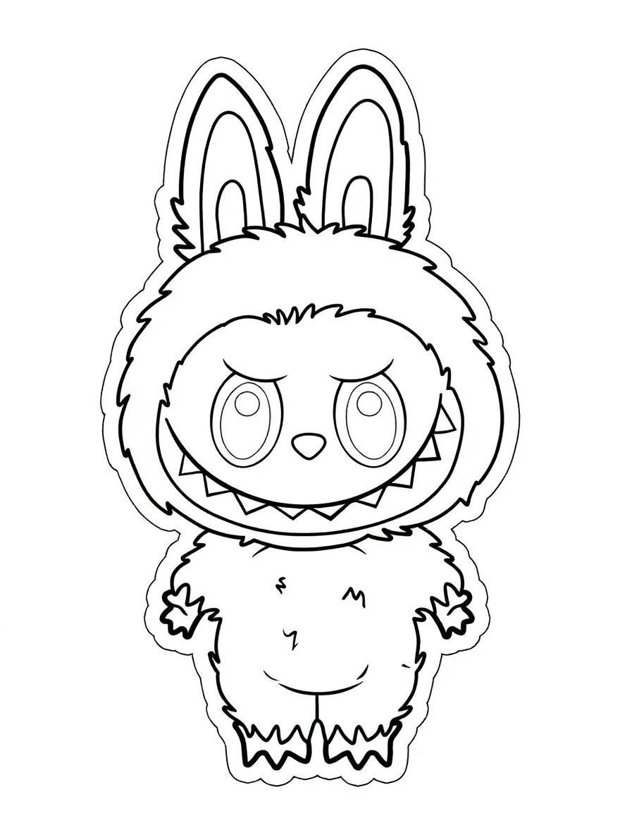 Labubu fluffy bunny coloring page