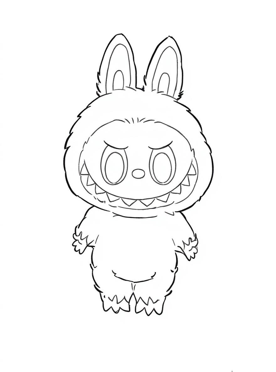 Labubu green grape coloring page