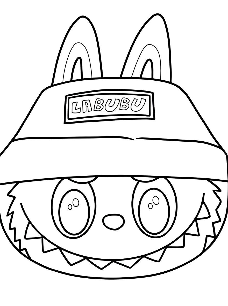 labubu in a bucket hat coloring page