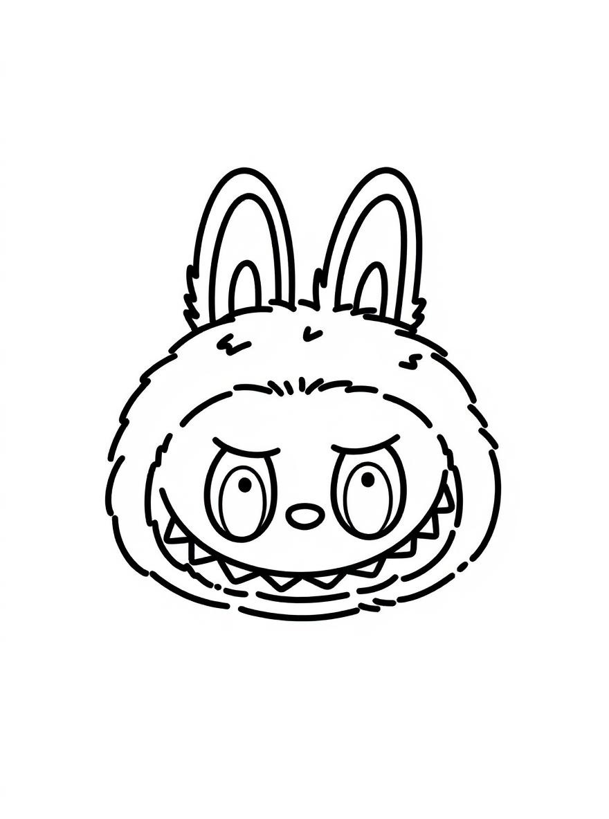Labubu in a bunny hood coloring page