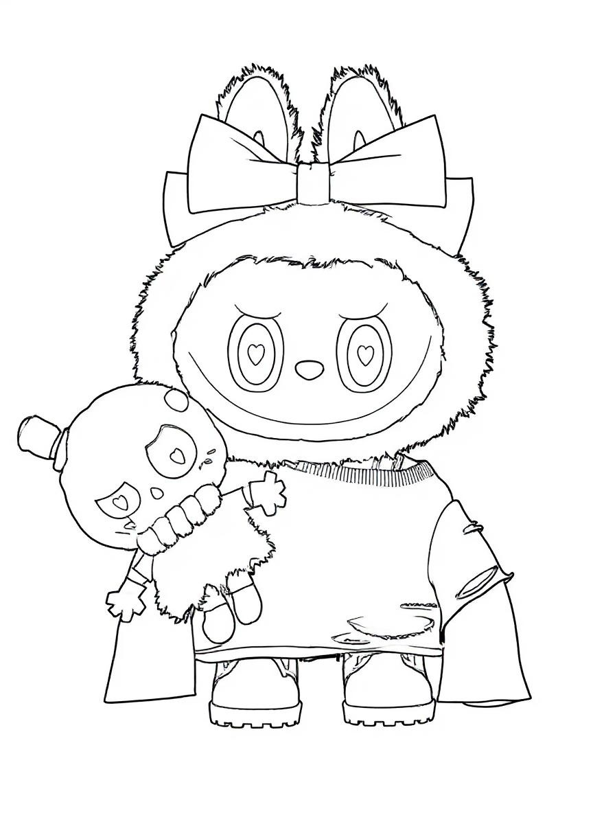 Labubu monster friend coloring page