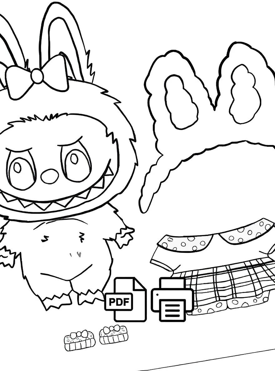 labubu monster paper doll coloring page