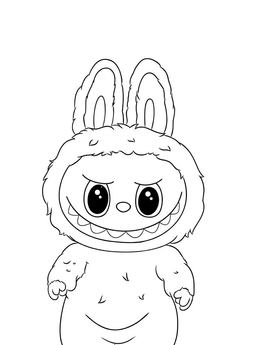 labubu pink bunny costume coloring page