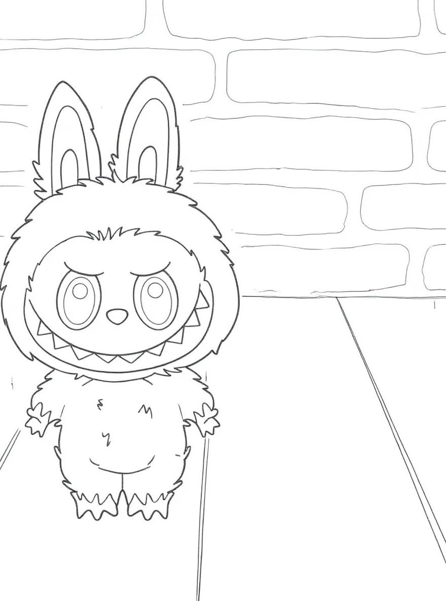 labubu pink bunny monster coloring page