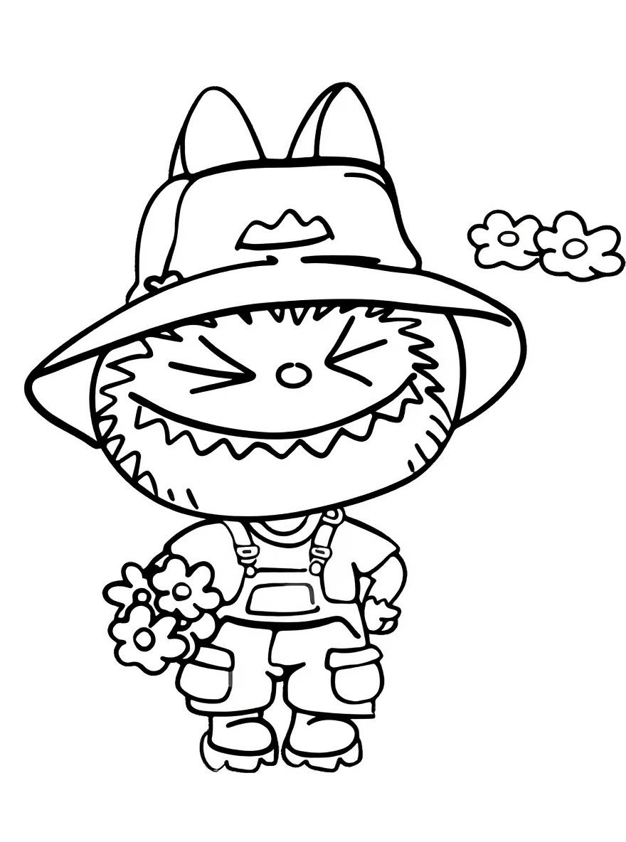 Labubu sea salt coconut coloring page