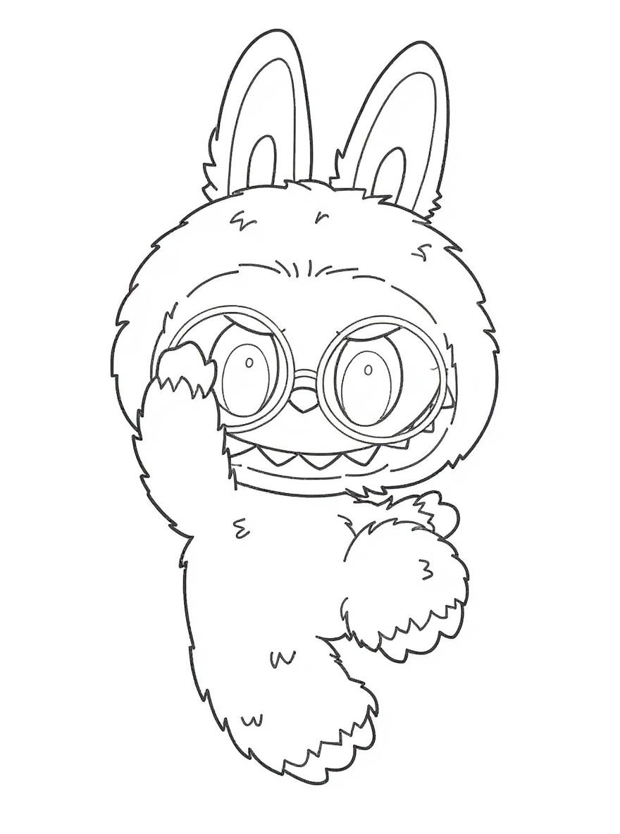 Labubu with glasses coloring page