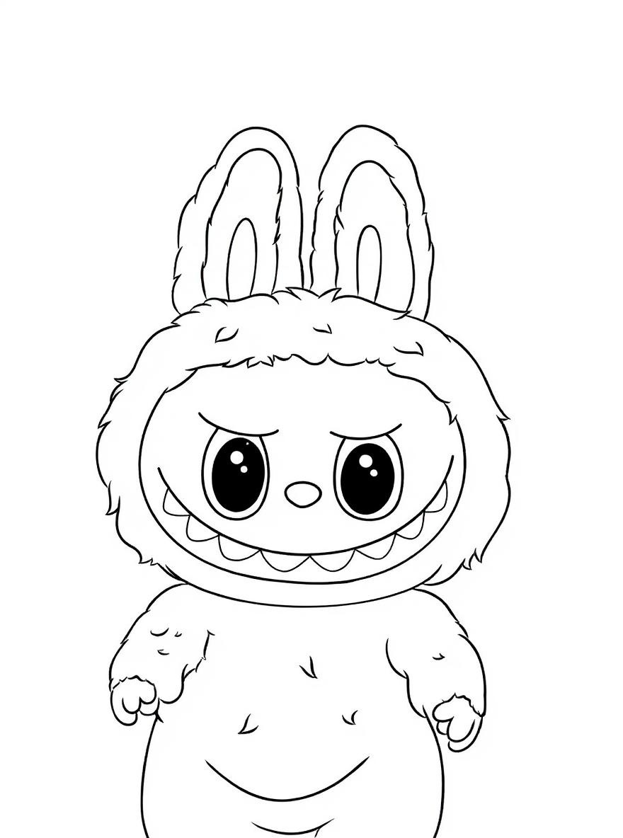 Pink fluffy bunny monster coloring page