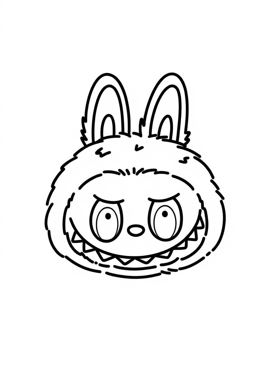 Pink Labubu bunny coloring page