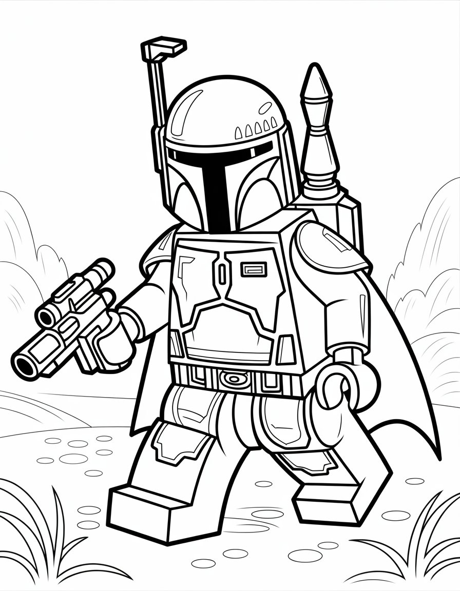boba fett lego star wars coloring page