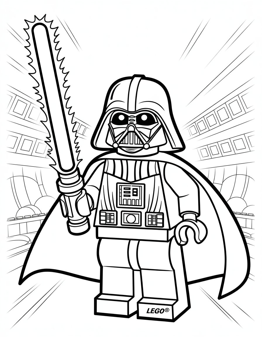 darth vader lego star wars coloring page