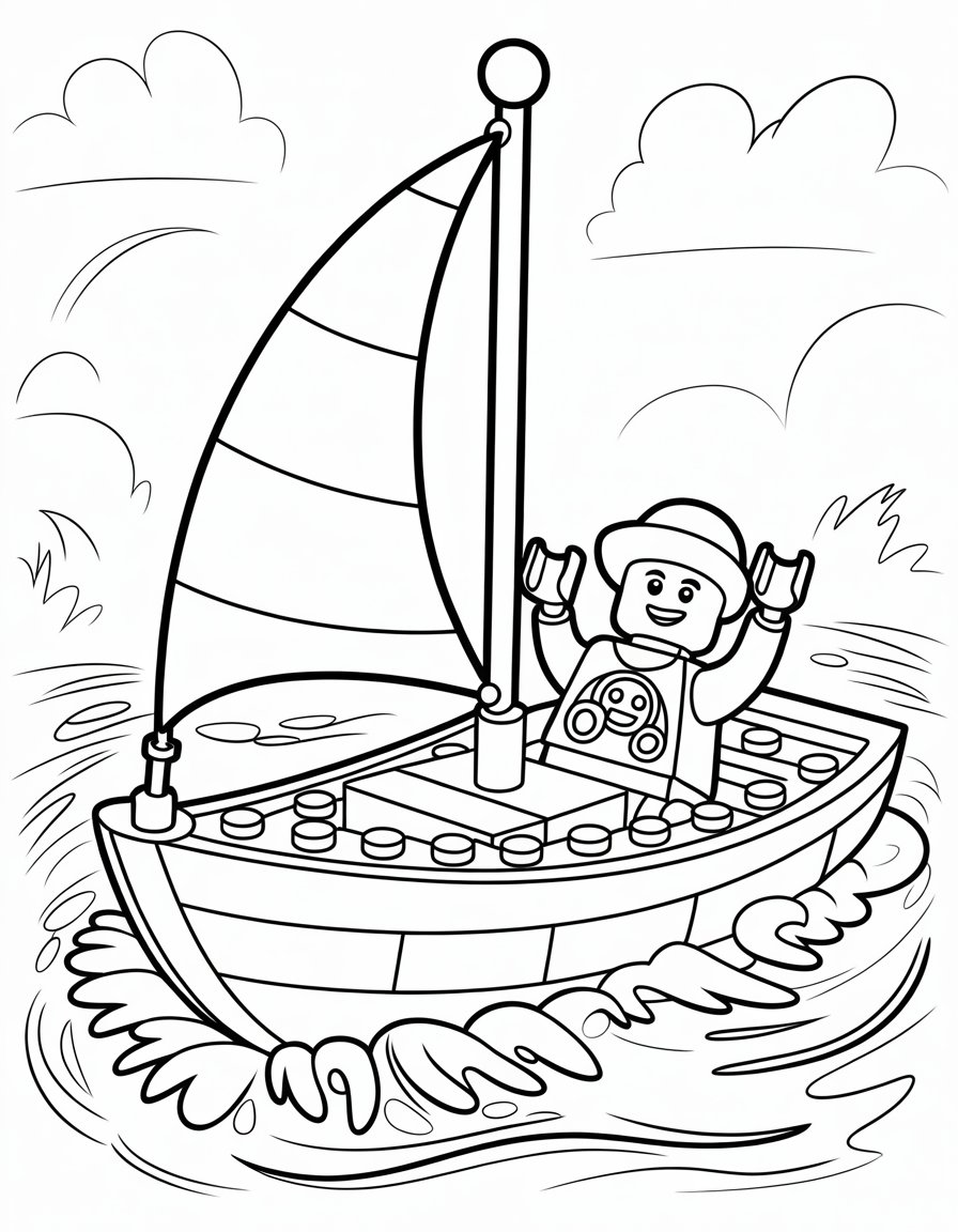 lego boat coloring page