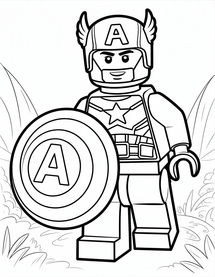 lego captain america coloring page