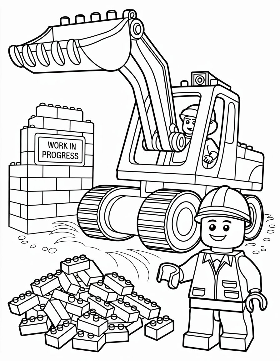 lego construction coloring page