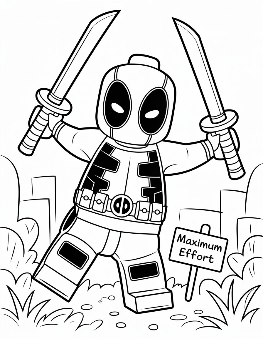 lego deadpool coloring page