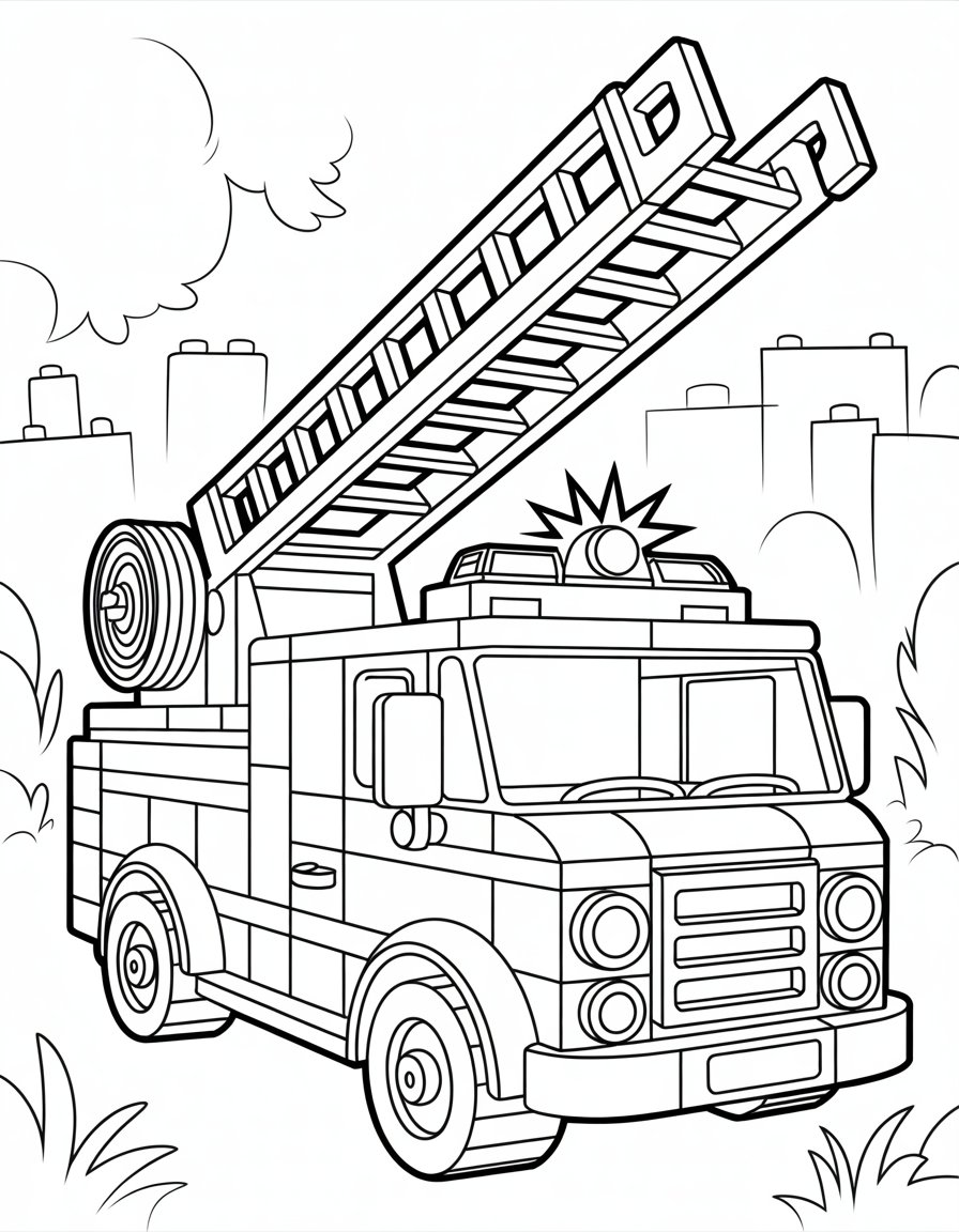 lego fire truck coloring page