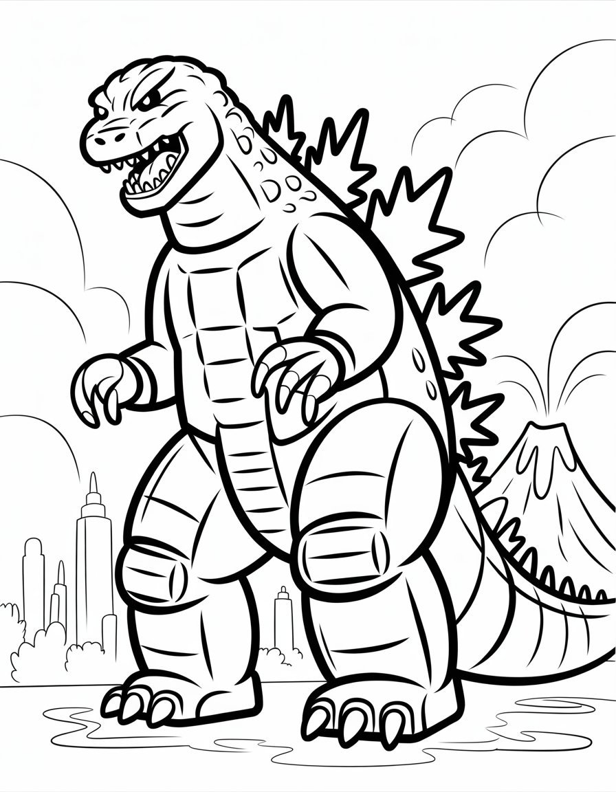 lego godzilla coloring page