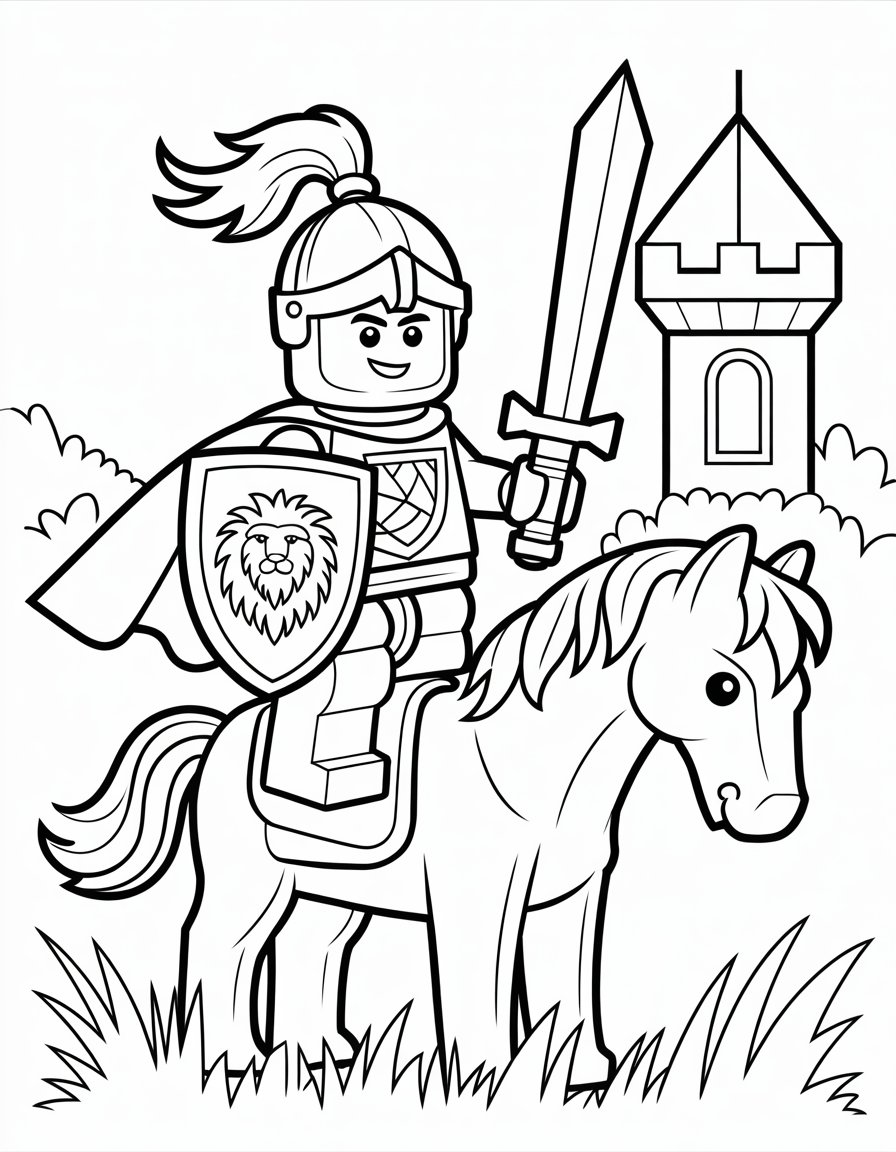 lego knights coloring page