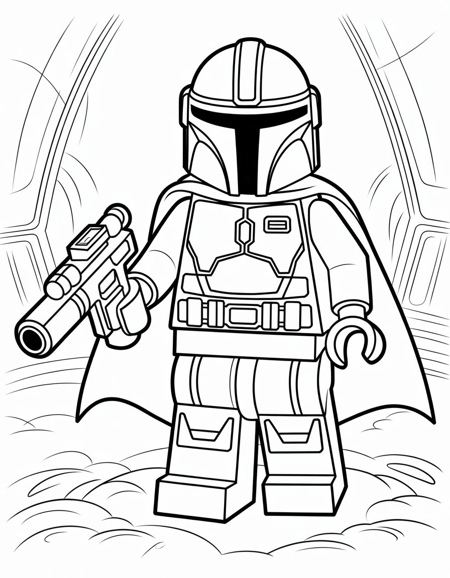 lego mandalorian coloring page