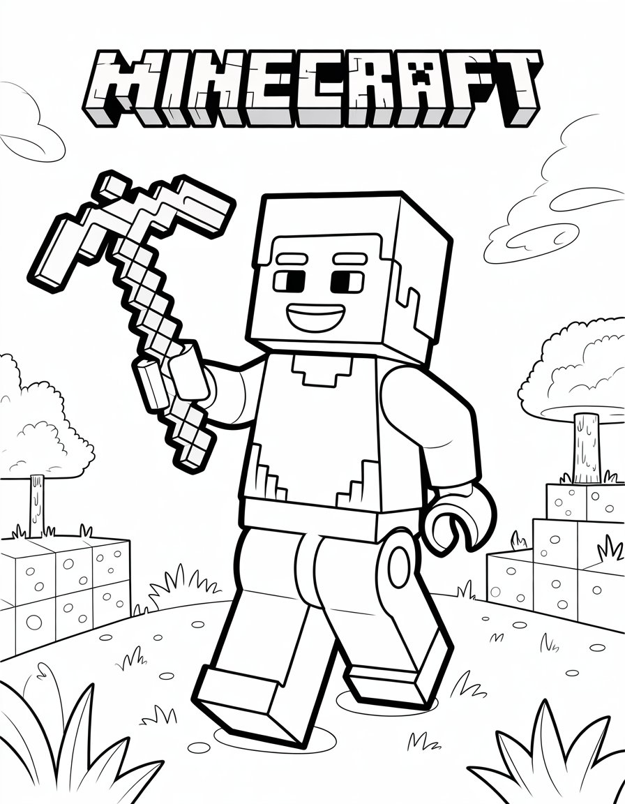 lego minecraft coloring page