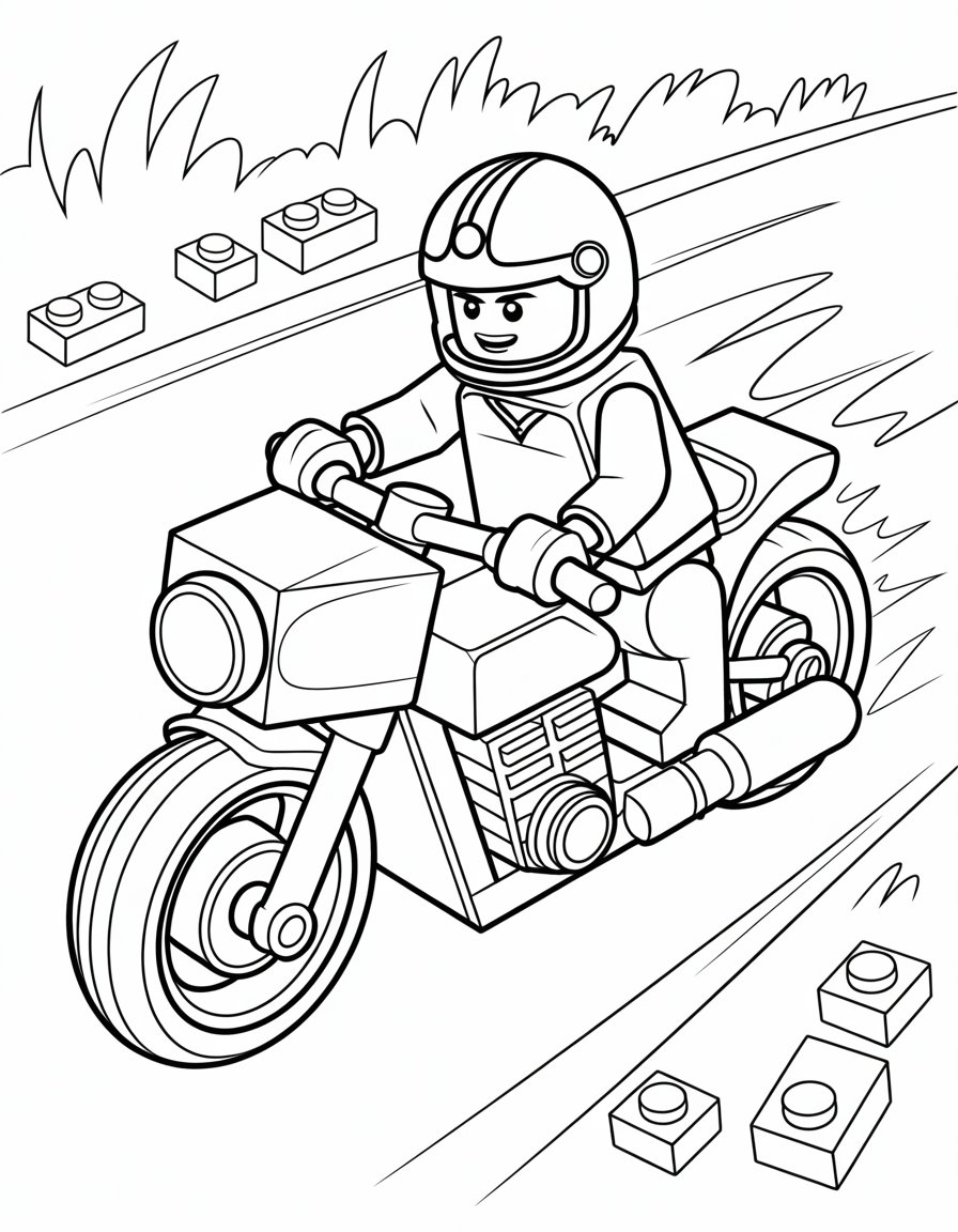 lego motorcycle coloring page