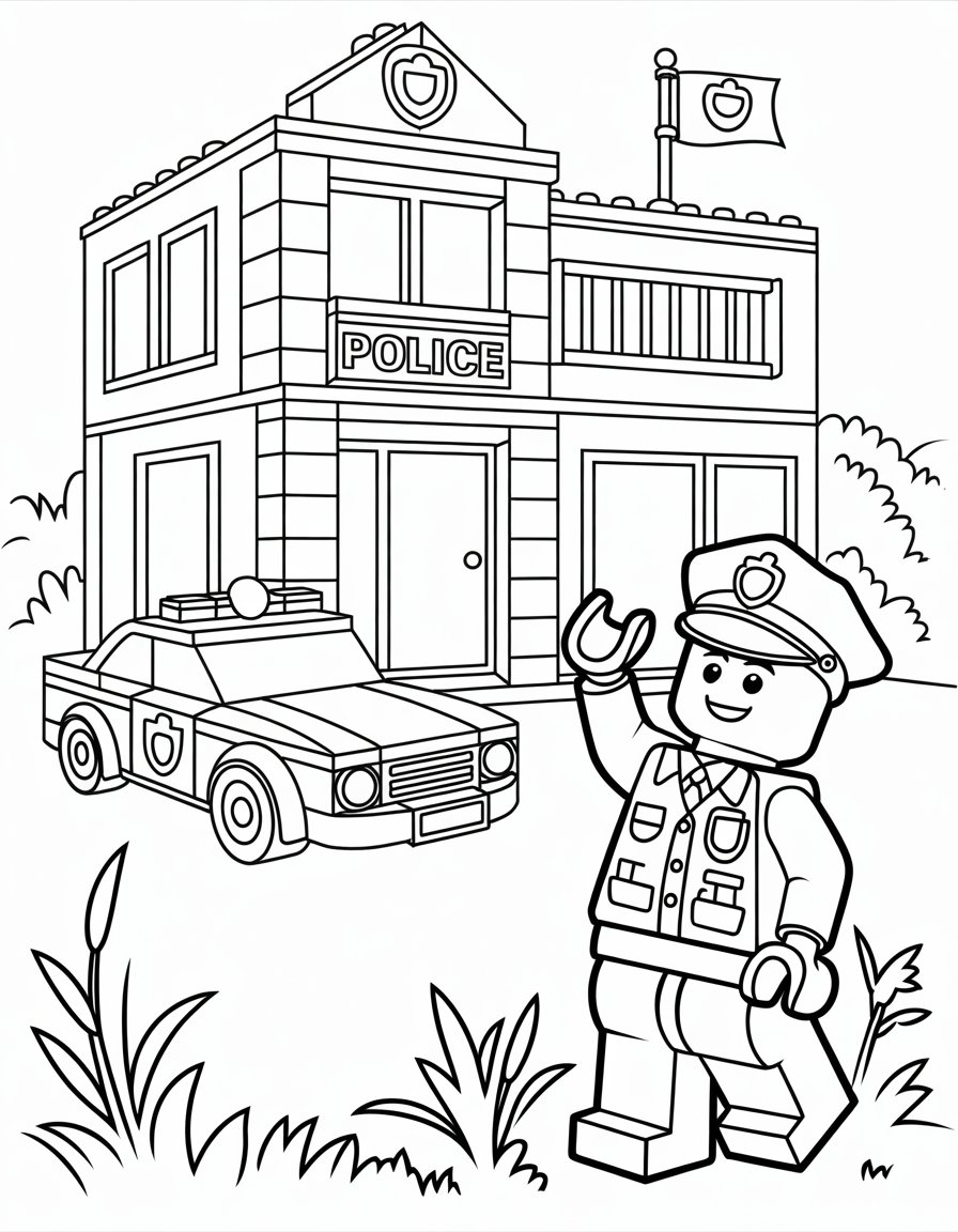 lego police station coloring page