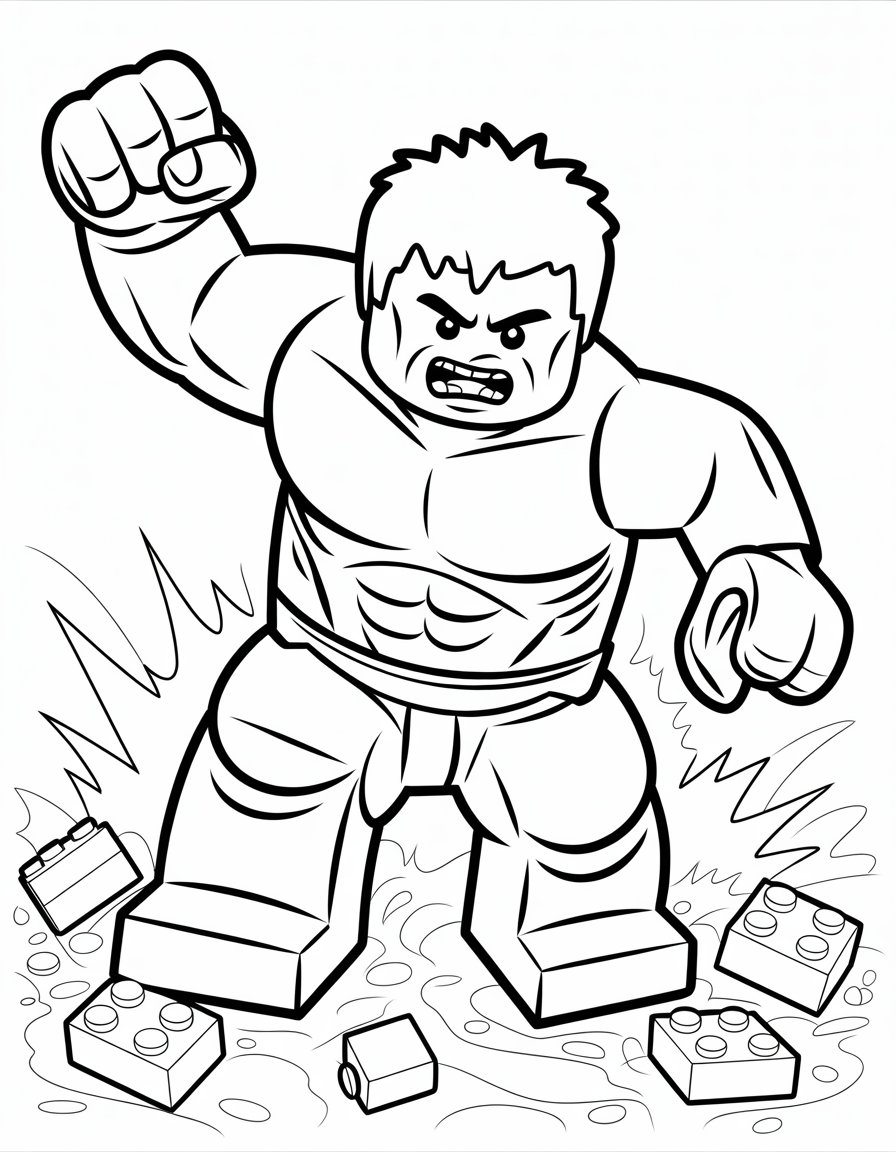 lego red hulk coloring page