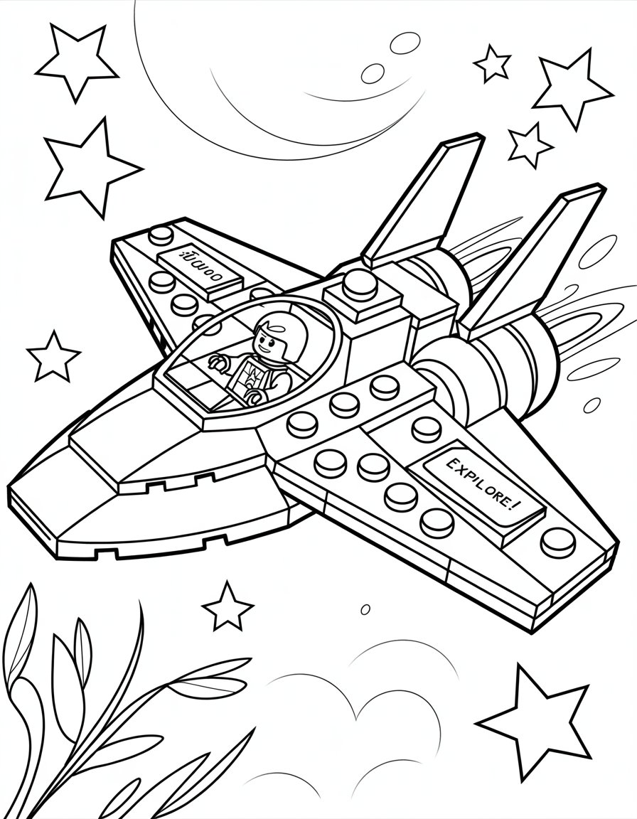 lego spaceship coloring page