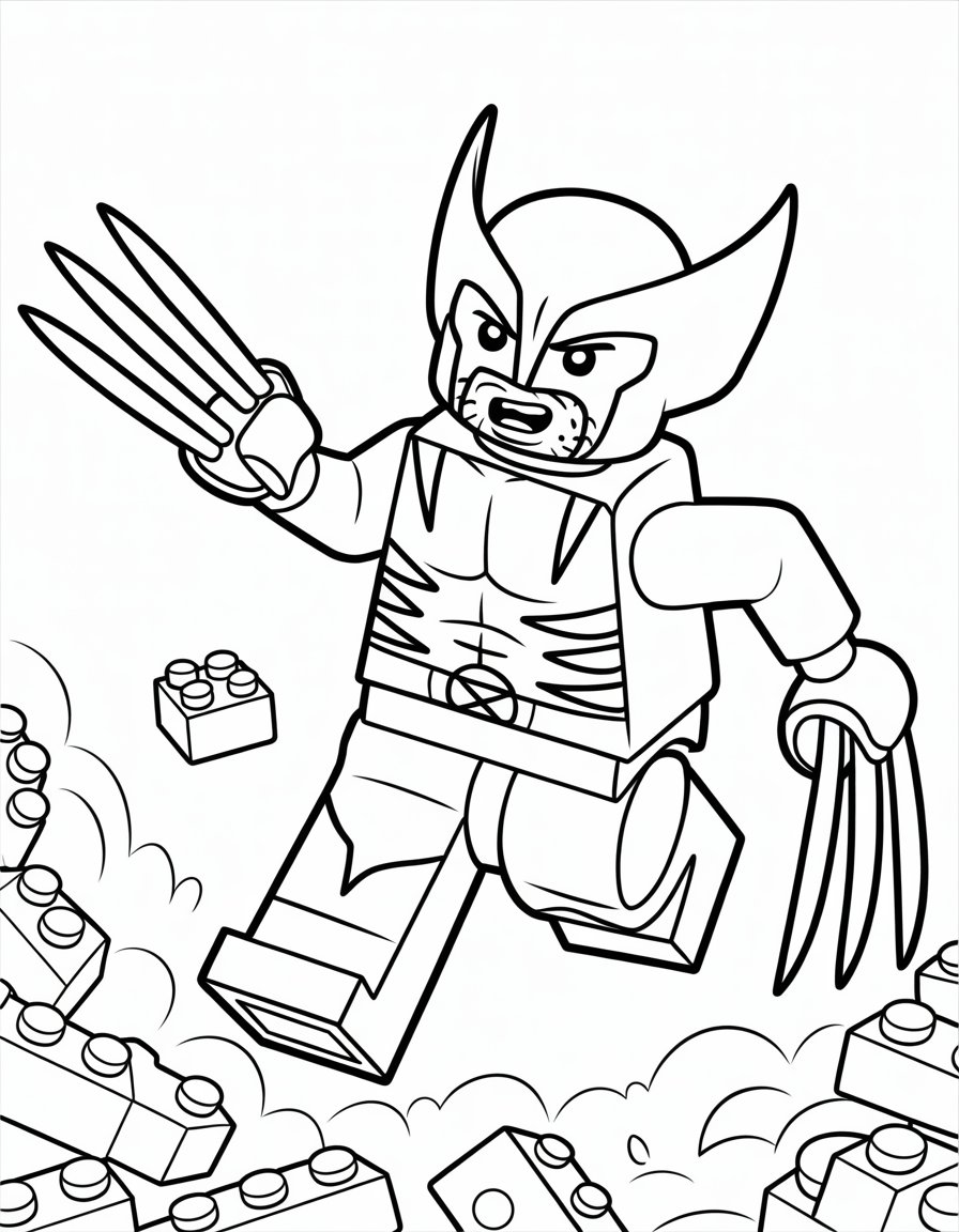 lego wolverine coloring page