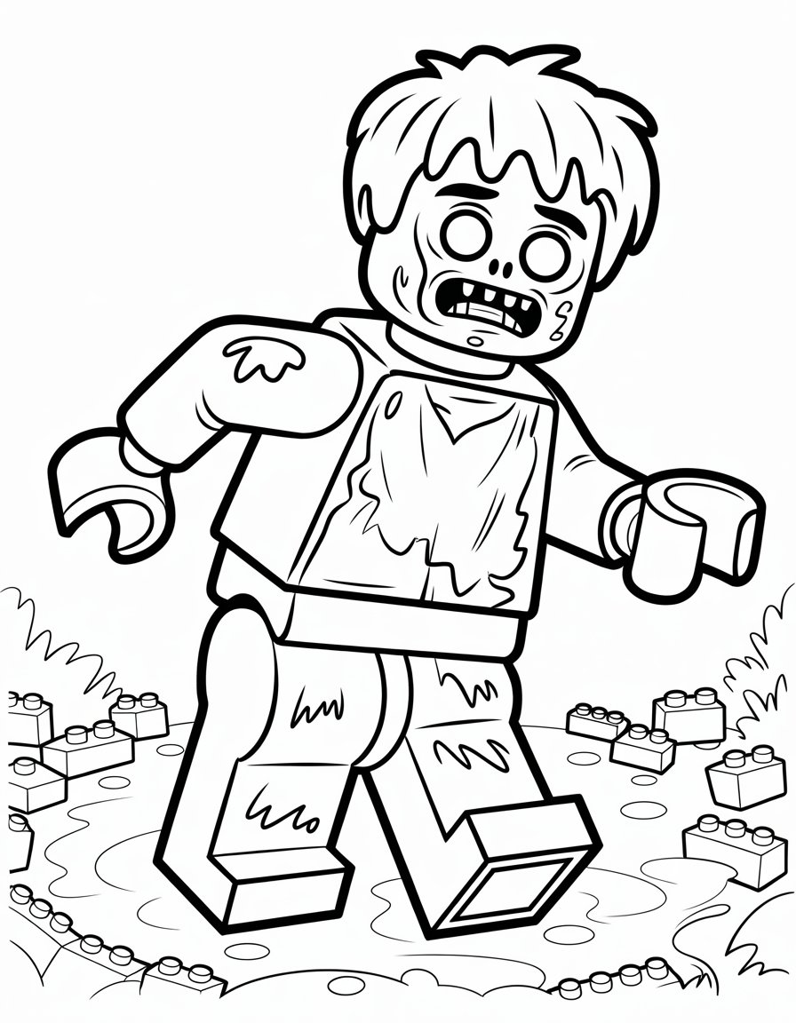 lego zombie coloring page