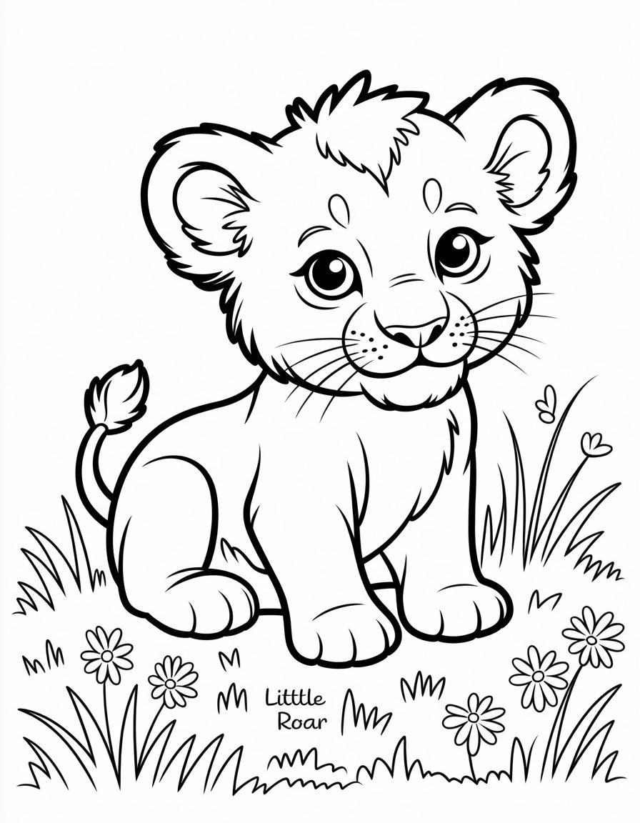 baby lion cub coloring page