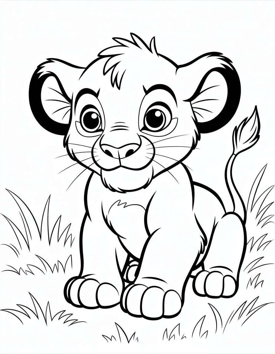 baby simba lion king coloring page