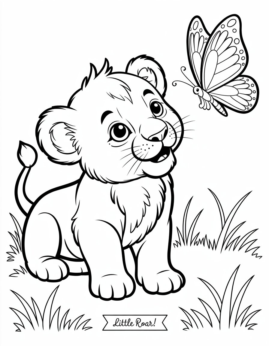 cute baby lion coloring page
