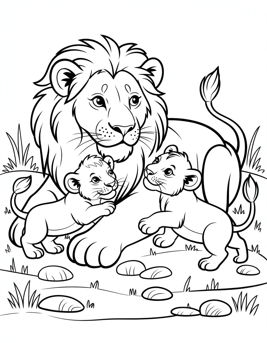 lion family coloring page